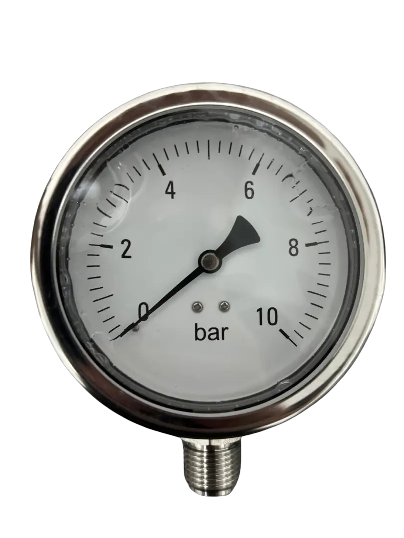 Manómetro 10bar 4" Inox/Inox Rosca 1/2" c/Glicerina